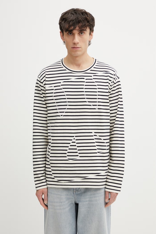 Wales Bonner Crown longsleeve męski bawełniany beżowy MS26JE09.JE02.159