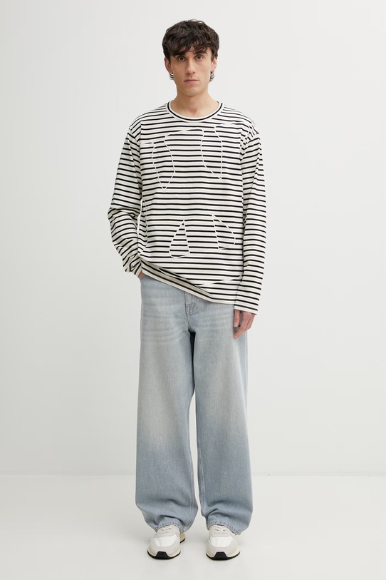 Wales Bonner Crown longsleeve męski bawełniany MS26JE09.JE02.159 beżowy