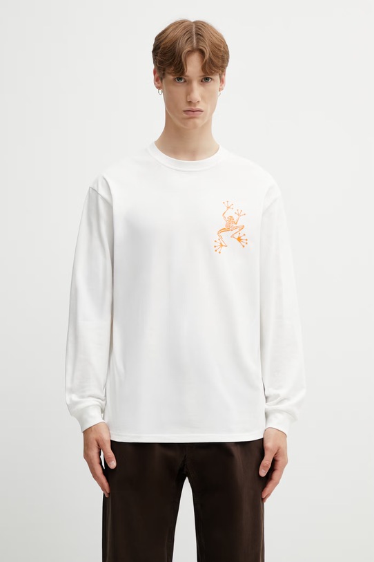 Odzież Gramicci STICKY HANDS L/S TEE longsleeve męski bawełniany G6SU.T108. biały