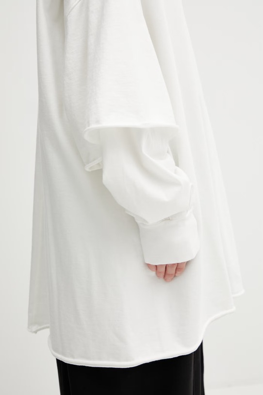 Rick Owens DRKSHDW longsleeve bawełniany Tommy Hustler biały DU01F4266.RN