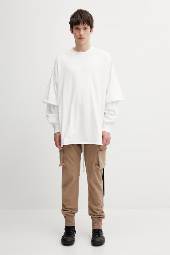 Rick Owens DRKSHDW longsleeve bawełniany Tommy Hustler DU01F4266.RN biały