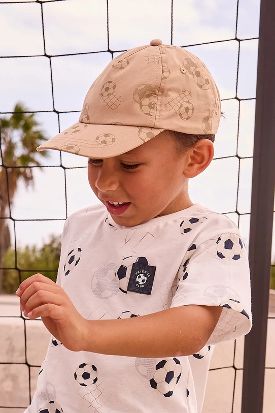 Mayoral czapka z daszkiem bawełniana dziecięca wzorzyste beżowy 10194.5F.Mini.PPY2