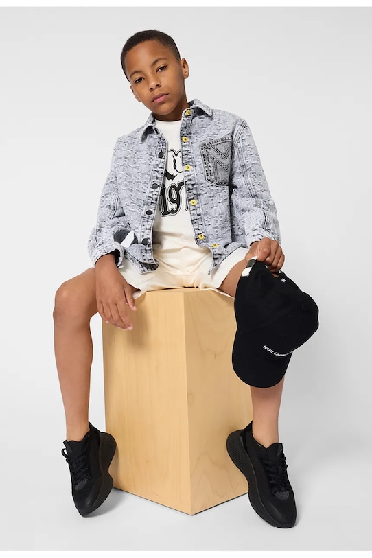 Pamučna kapa sa šiltom za bebe Karl Lagerfeld Z31221.58 crna