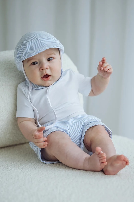 Jamiks kaszkiet niemowlęcy bawełniany SUKIMO niebieski SUKIMO.Nak.glo.JLI075.B