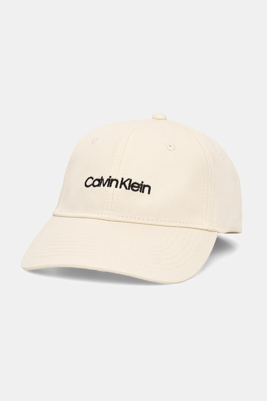 Calvin Klein Καπέλο με γείσο γυναικείο βαμβακερό μπεζ LV04F5003G