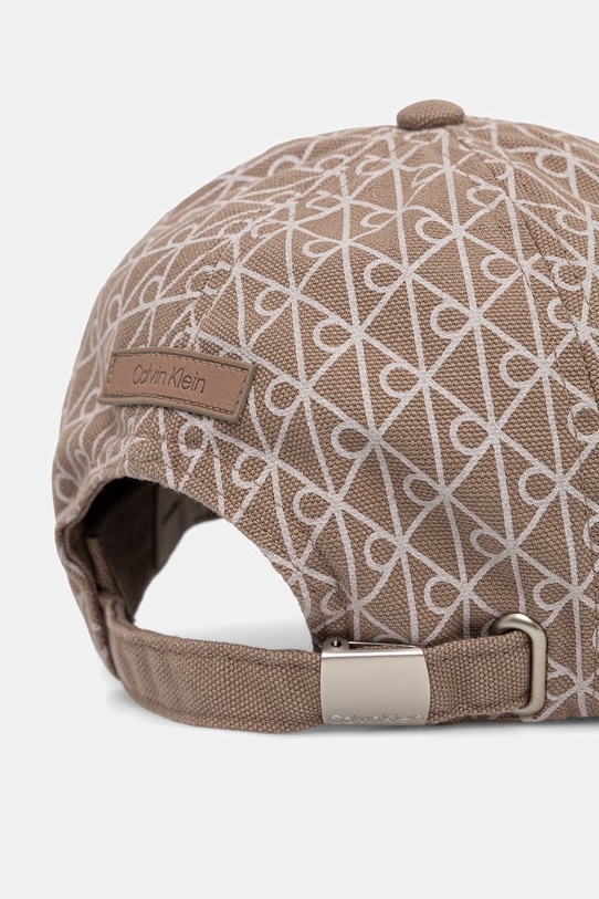 Αξεσουάρ Calvin Klein καπέλο με γείσο γυναικείο βαμβακερό LV04F5036G μπεζ