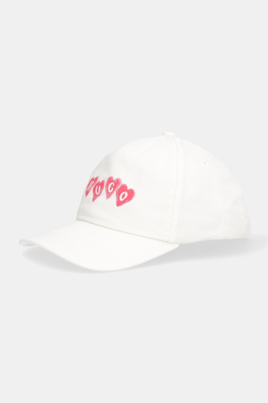 HUGO czapka z daszkiem bawełniana Cara-Valentine nadruk beżowy 50557038