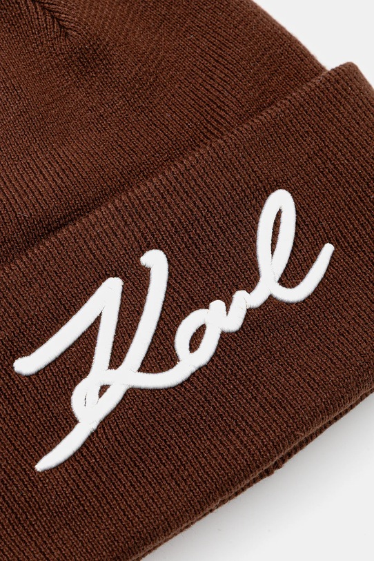 Karl Lagerfeld czapka z domieszką wełny K/SIGNATURE B1W33016 brązowy SS26