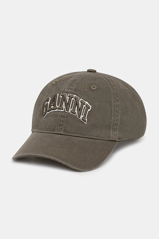 GANNI czapka z daszkiem bawełniana A6899 bawełna zielony A6899