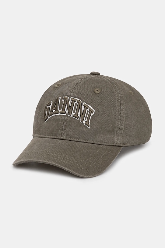 GANNI czapka z daszkiem bawełniana A6899 bawełna zielony A6899