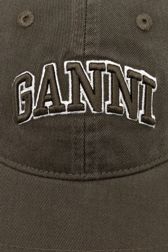 GANNI czapka z daszkiem bawełniana A6899 A6899 zielony SS26