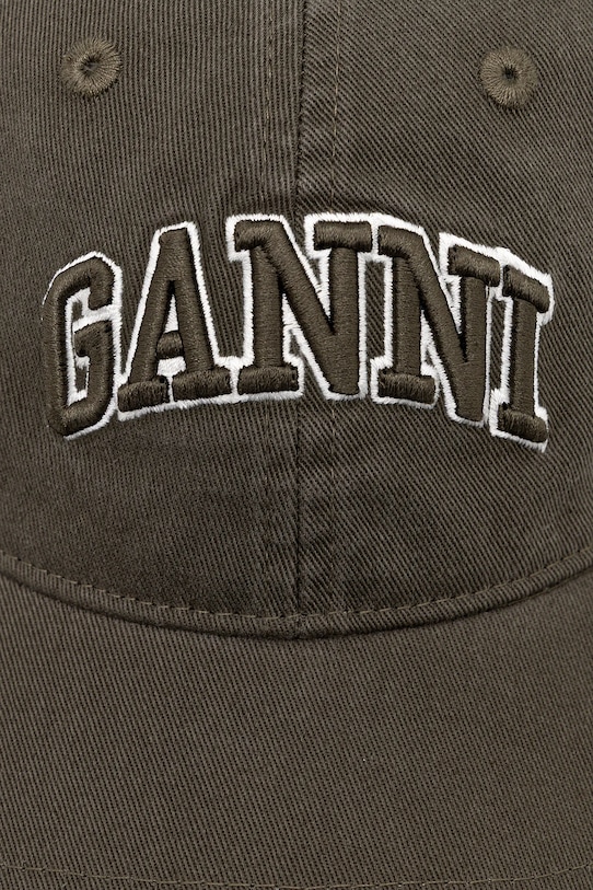 GANNI czapka z daszkiem bawełniana A6899 A6899 zielony SS26