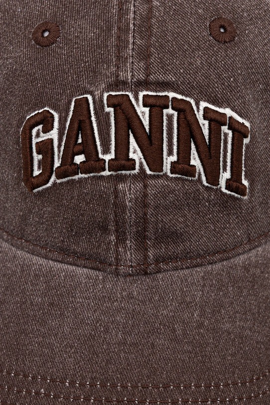 GANNI czapka z daszkiem bawełniana B3020105 B3020105 brązowy SS26