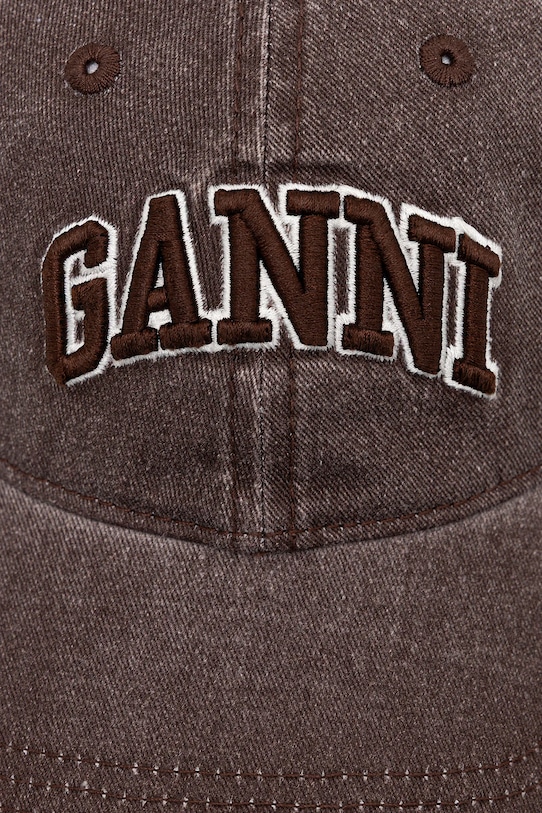 GANNI czapka z daszkiem bawełniana B3020105 B3020105 brązowy SS26