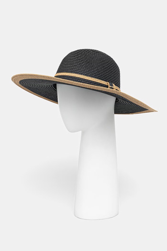 Twinset kapelusz słomkowy damski czarny 261TO5530