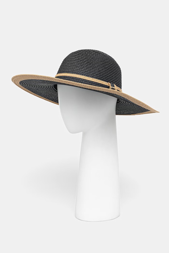 Twinset kapelusz słomkowy damski czarny 261TO5530