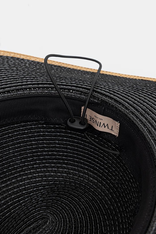 Twinset kapelusz słomkowy damski czarny 261TO5530