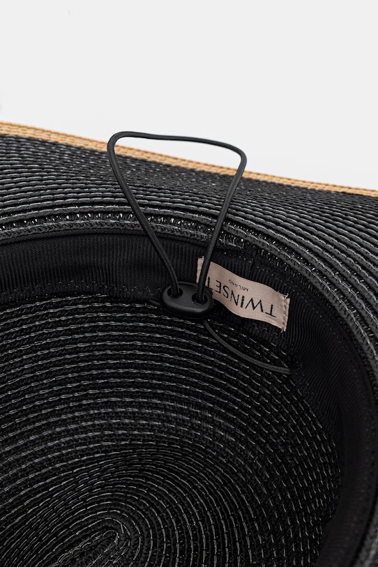 Twinset kapelusz słomkowy damski czarny 261TO5530