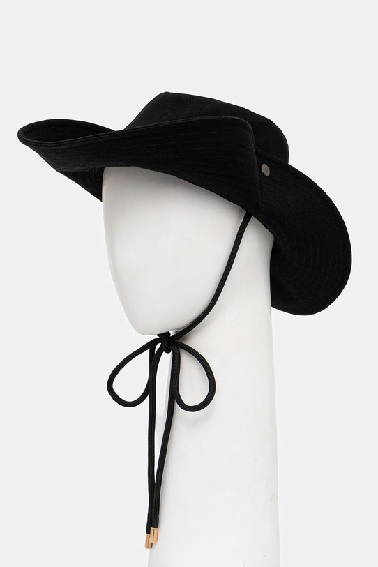 Pinko klobuk s širokim robom ženski bombažni 106751.A38M črna SS26