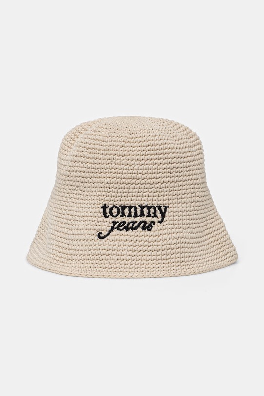 Tommy Jeans bucket klobuk ženski pleten bež AW0AW18359