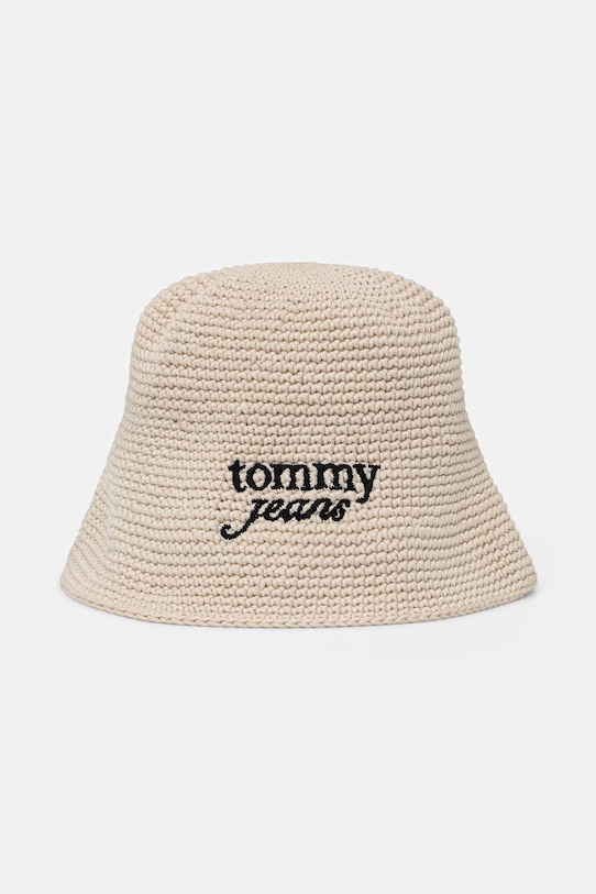 Tommy Jeans bucket klobuk ženski pleten bež AW0AW18359