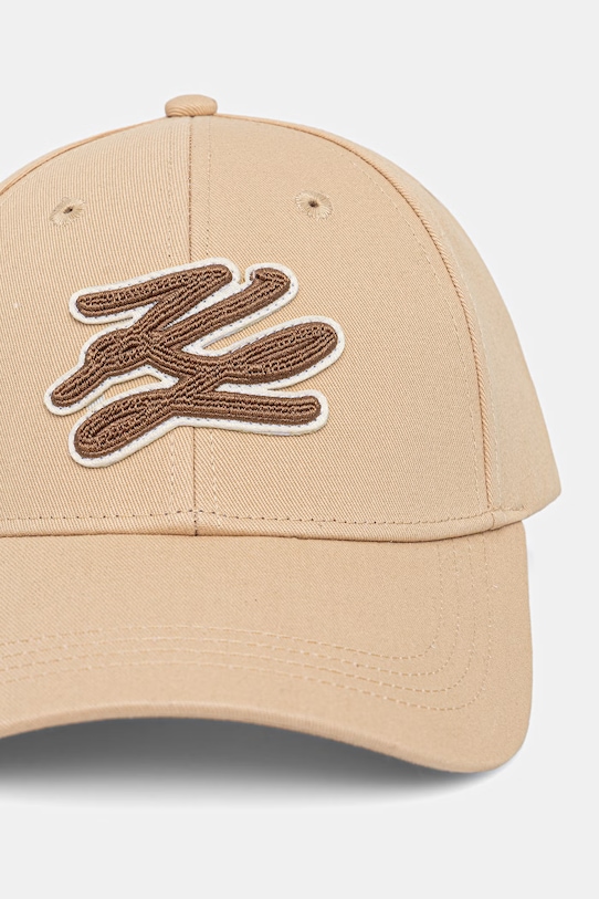 Karl Lagerfeld czapka z daszkiem damska bawełniana K/AUTOGRAPH B2W33019 beżowy SS26