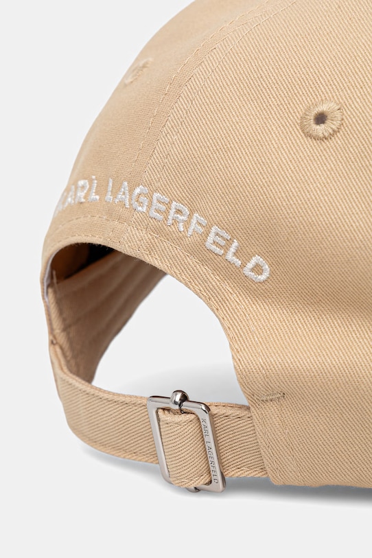 Akcesoria Karl Lagerfeld czapka z daszkiem damska bawełniana K/AUTOGRAPH B2W33019 beżowy