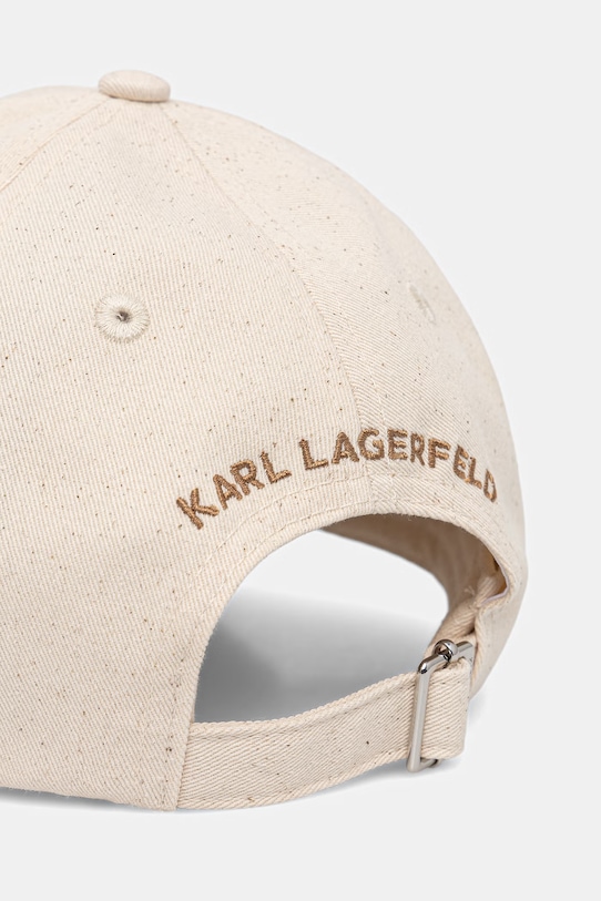 Akcesoria Karl Lagerfeld czapka z daszkiem damska bawełniana K/SIGNATURE B2W33023 beżowy