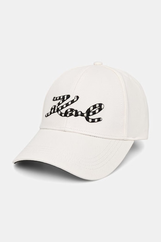 Karl Lagerfeld czapka z daszkiem damska bawełniana K/SIGNATURE beżowy B2W33021