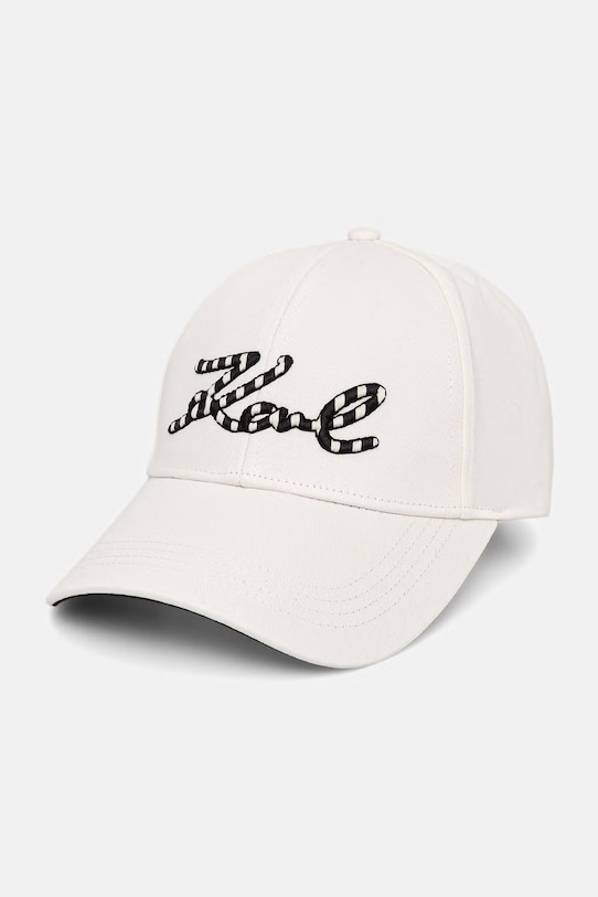 Karl Lagerfeld czapka z daszkiem damska bawełniana K/SIGNATURE beżowy B2W33021