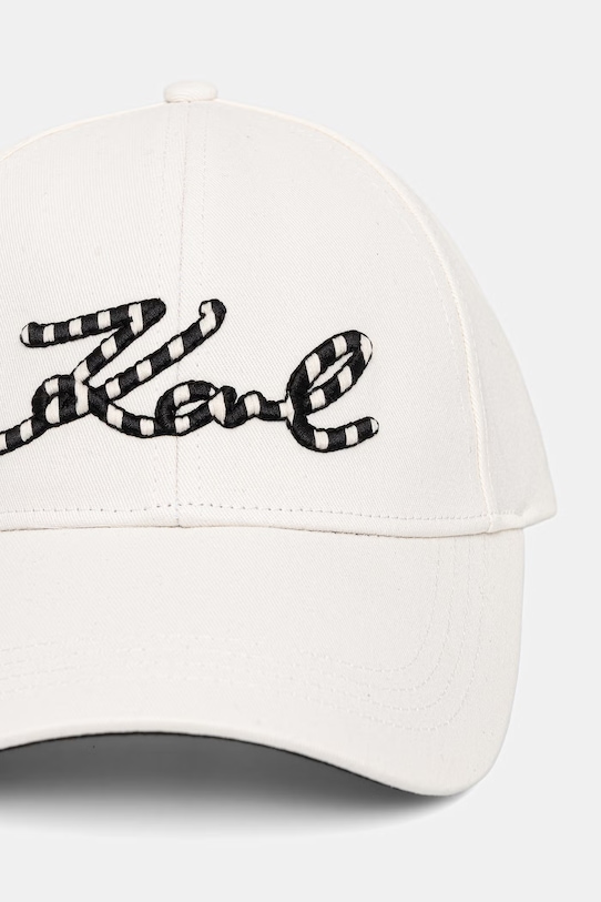 Karl Lagerfeld czapka z daszkiem damska bawełniana K/SIGNATURE B2W33021 beżowy SS26