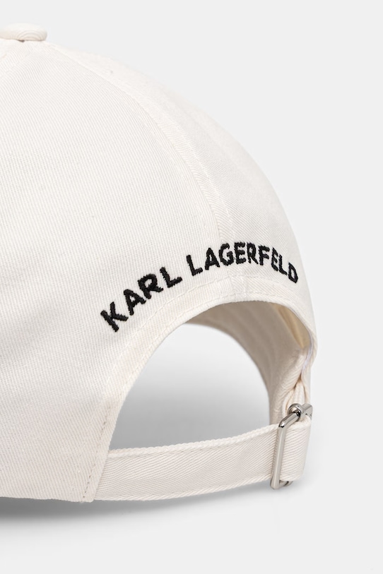 Akcesoria Karl Lagerfeld czapka z daszkiem damska bawełniana K/SIGNATURE B2W33021 beżowy