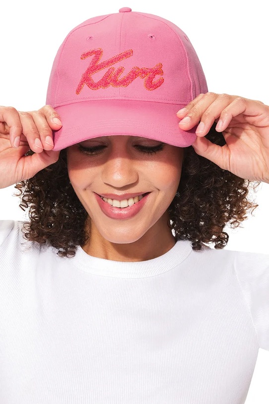 Kurt Geiger London czapka z daszkiem damska bawełniana 5629998499 różowy