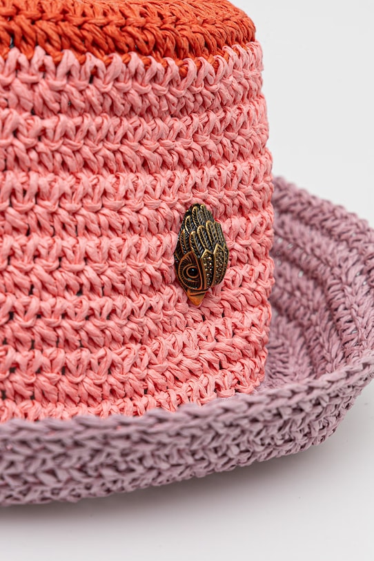 Kurt Geiger London kapelusz damski Kurt Raffia Bucket Hat 5632157449 pomarańczowy SS26