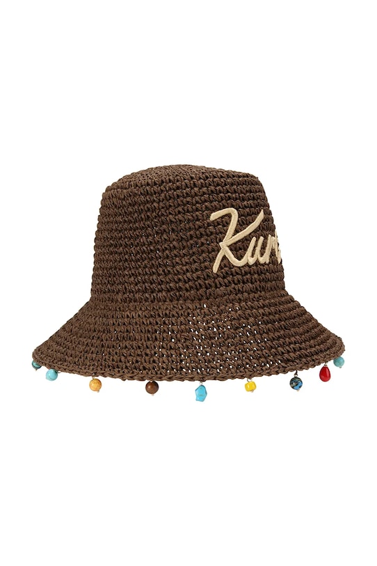 Kurt Geiger London kapelusz słomkowy damski Kurt Raffia Bucket Hat 5631230449 brązowy SS26