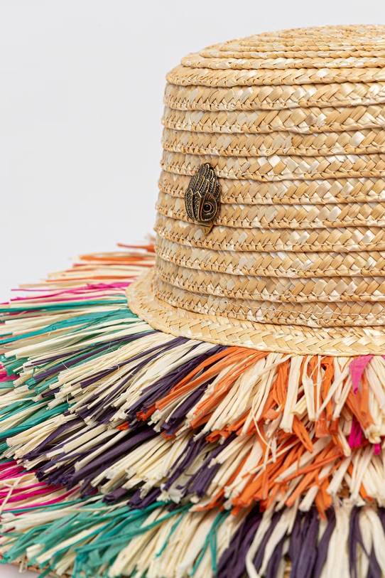 Akcesoria Kurt Geiger London kapelusz słomkowy damski Raffia Wide Brim Hat 5631069449 beżowy