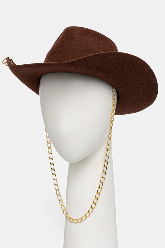 LE SH KA headwear kapelusz z szerokim rondem damski wełniany Brown Cowboy BrownCowboy brązowy SS26