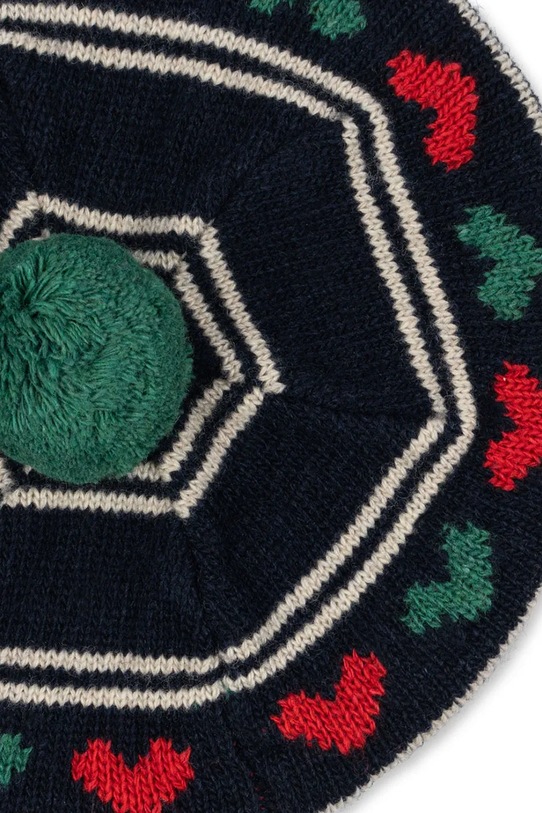 Dziewczynka Konges Sløjd beret z dodatkiem wełny dziecięcy BELOU KNIT BERET KS104224.PreSpring granatowy