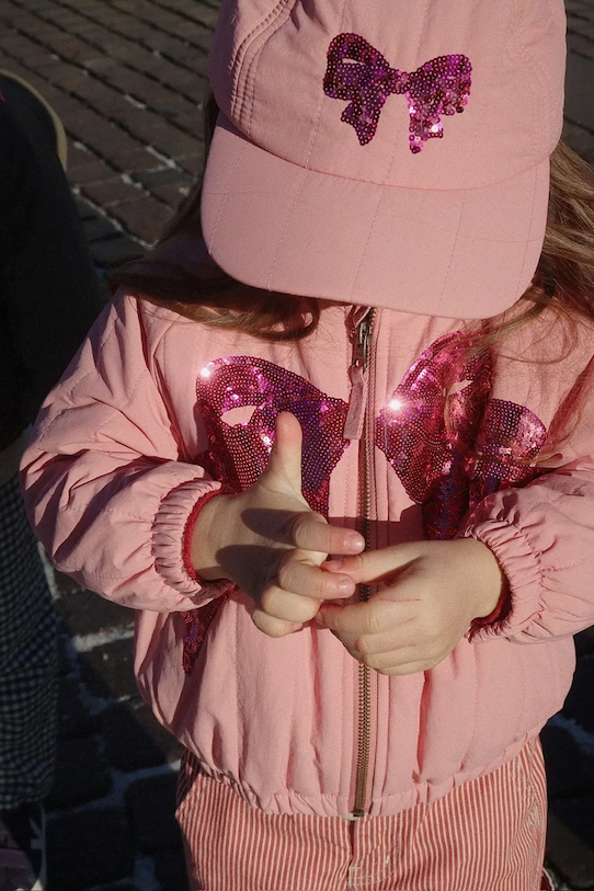 Konges Sløjd czapka z daszkiem dziecięca JUNO SEQUIN CAP aplikacja różowy KS104319.PreSpring