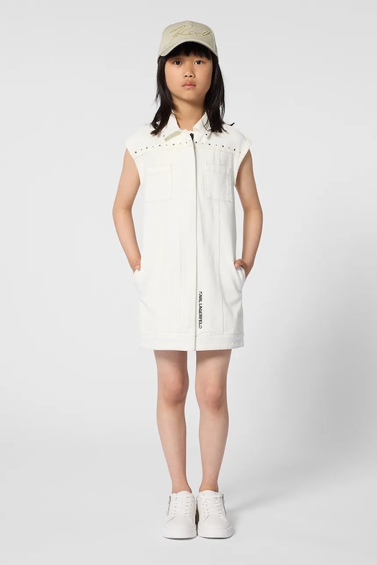 Παιδικό βαμβακερό καπέλο μπέιζμπολ Karl Lagerfeld Z31197.58 μπεζ