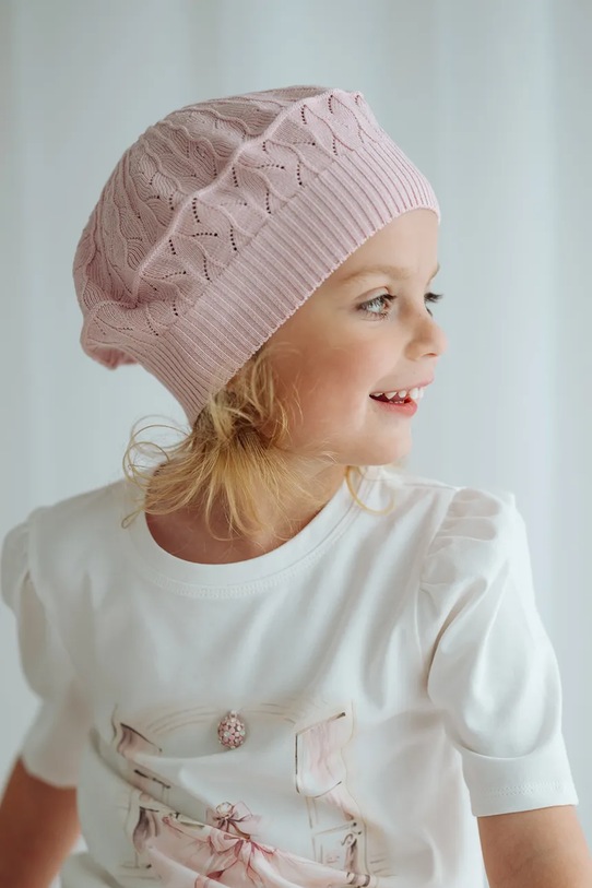 Jamiks beret dziecięcy HELENE różowy HELENE.Nak.glo.JWI092.G