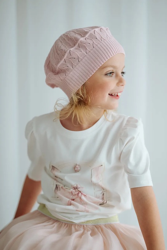 Jamiks beret dziecięcy HELENE różowy HELENE.Nak.glo.JWI092.G