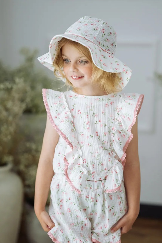 Jamiks kapelusz z szerokim rondem dziecięcy bawełniany NOKKA beżowy NOKKA.o.Na.glo.JLI102.G