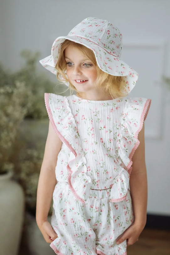 Jamiks kapelusz z szerokim rondem dziecięcy bawełniany NOKKA beżowy NOKKA.o.Na.glo.JLI102.G