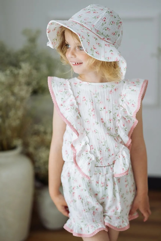 Dziewczynka Jamiks kapelusz z szerokim rondem dziecięcy bawełniany NOKKA NOKKA.o.Na.glo.JLI102.G beżowy