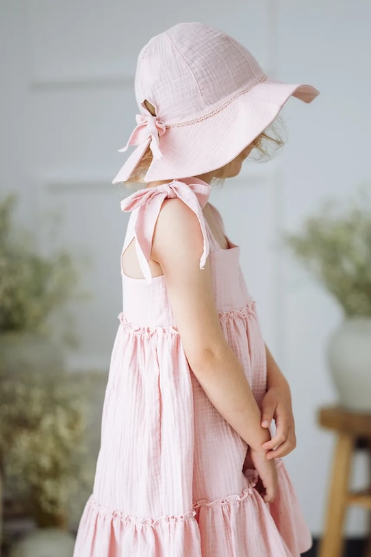 Jamiks kapelusz z szerokim rondem dziecięcy bawełniany NOKKA różowy NOKKA.o.Na.glo.JLI102.G