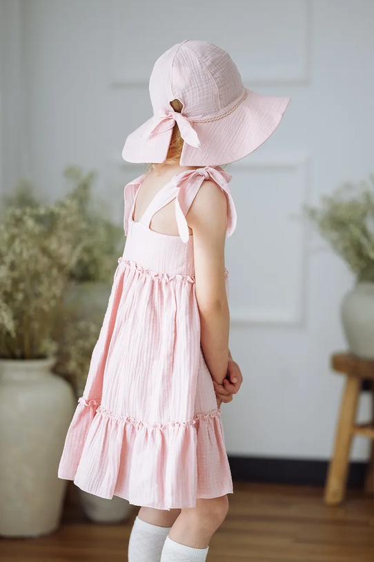 Jamiks kapelusz z szerokim rondem dziecięcy bawełniany NOKKA NOKKA.o.Na.glo.JLI102.G różowy