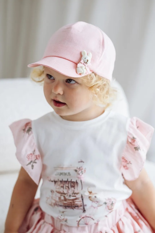 Jamiks czapka z daszkiem dziecięca bawełniana PELOA różowy PELOA.Nakr.glo.JLI120.G