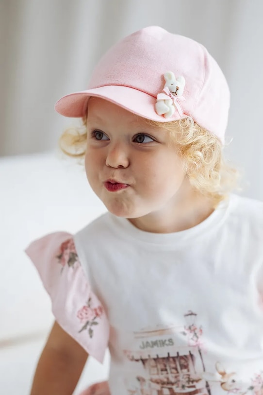 Dziewczynka Jamiks czapka z daszkiem dziecięca bawełniana PELOA PELOA.Nakr.glo.JLI120.G różowy