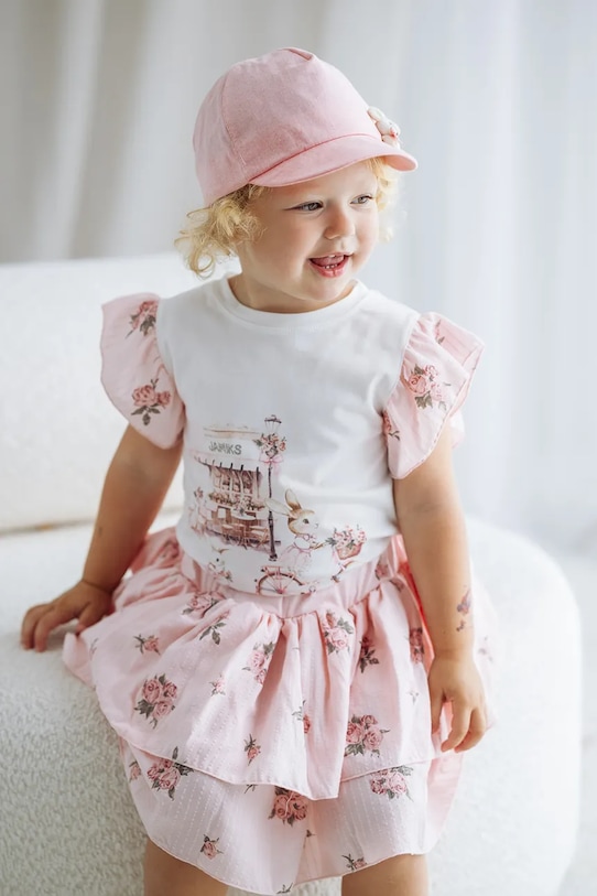 Jamiks czapka z daszkiem dziecięca bawełniana PELOA różowy PELOA.Nakr.glo.JLI120.G